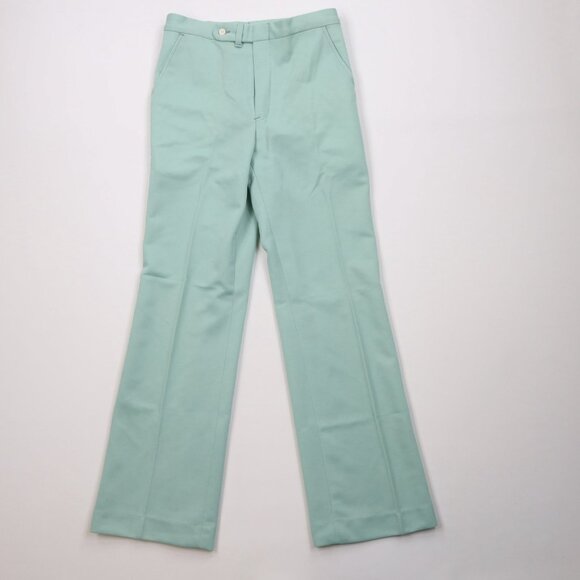 Deadstock Vintage 70s Streetwear Mens 30x30 Knit Wide Leg Chino Pants Green USA